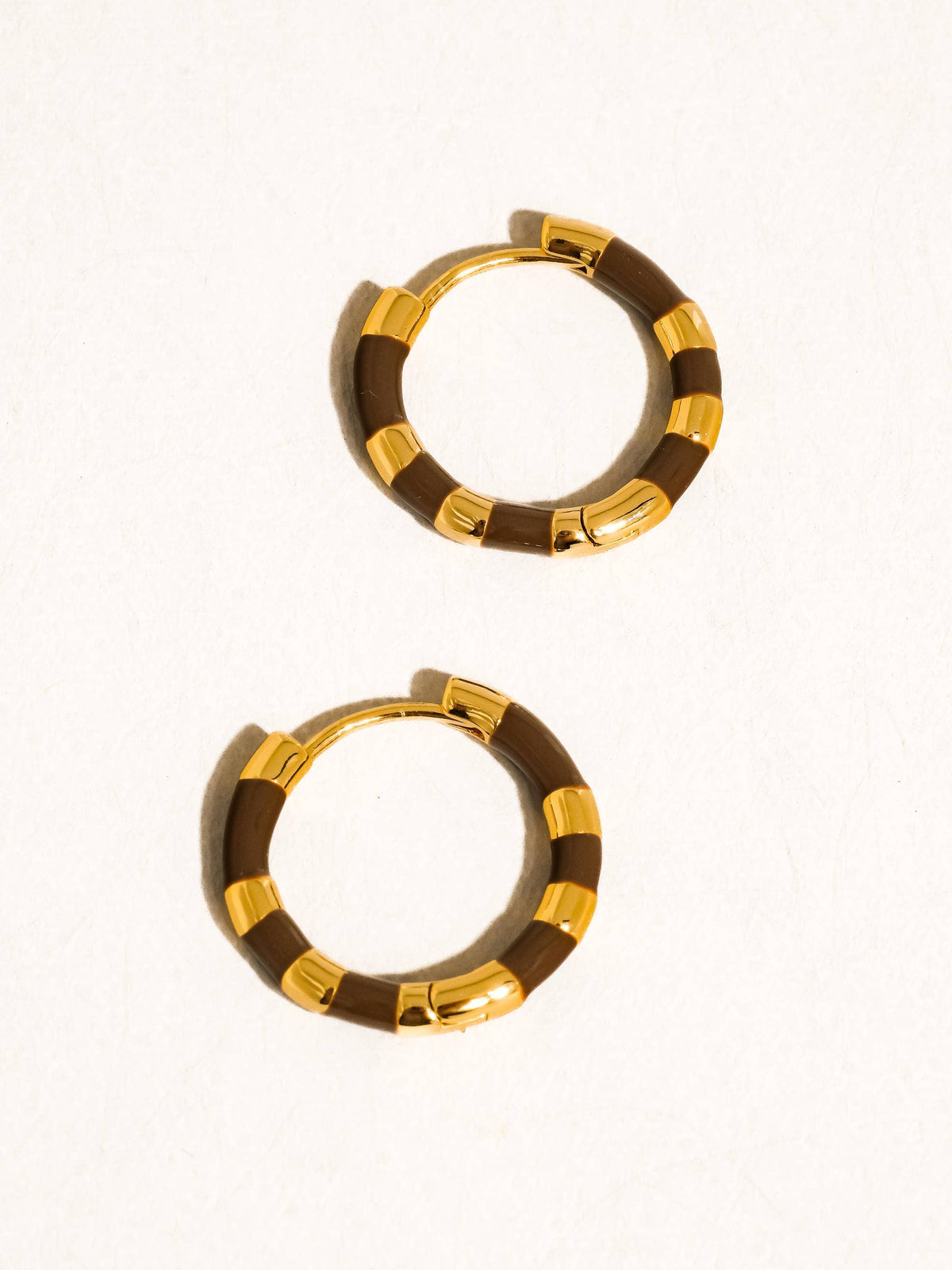 Avielle 18K Gold Vintage Enamel Hoop Earring. Each Sold Separately.