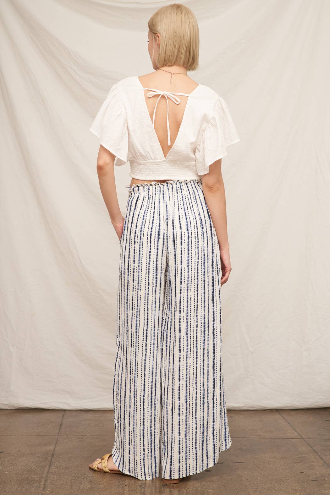 Front Slit Striped Pants
