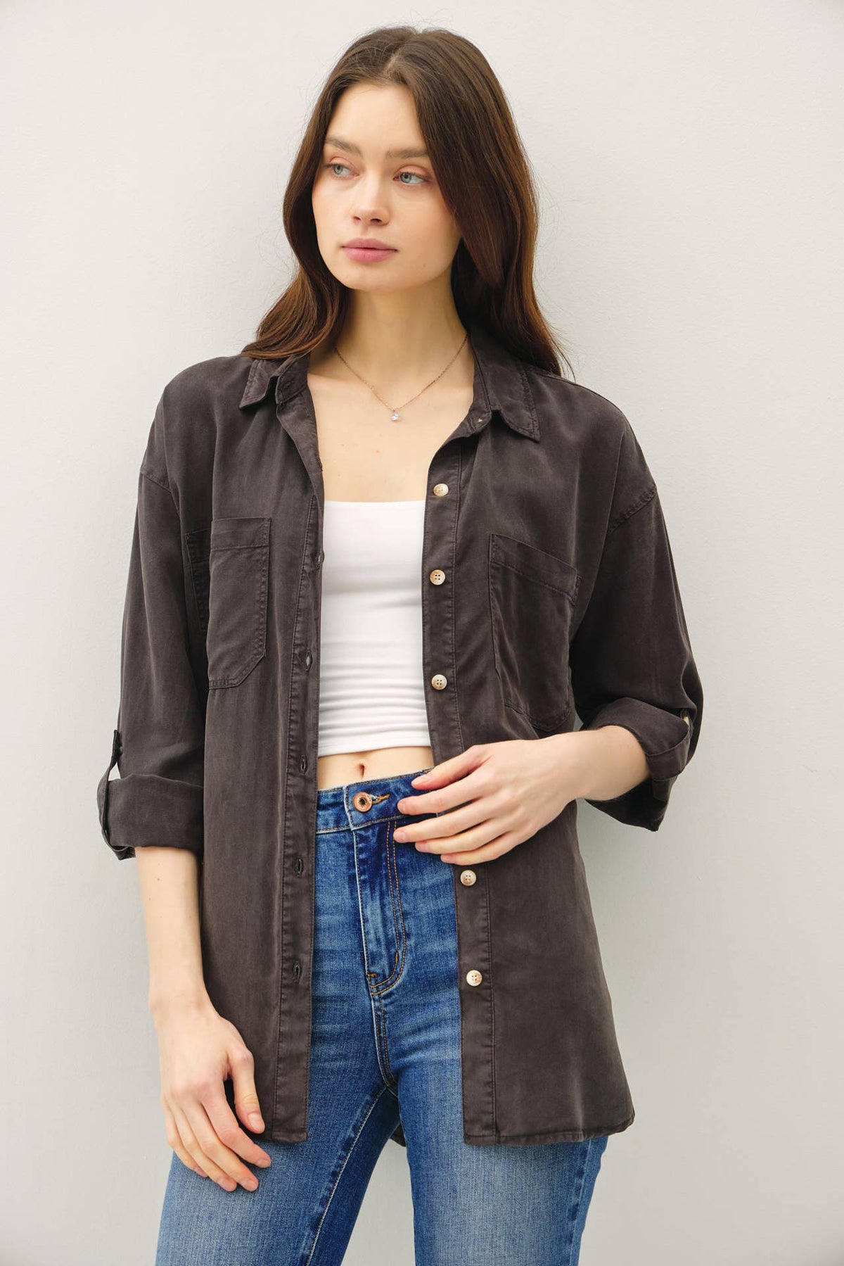 SOFT-WASHED TENCEL OVERSIZED SHIRT