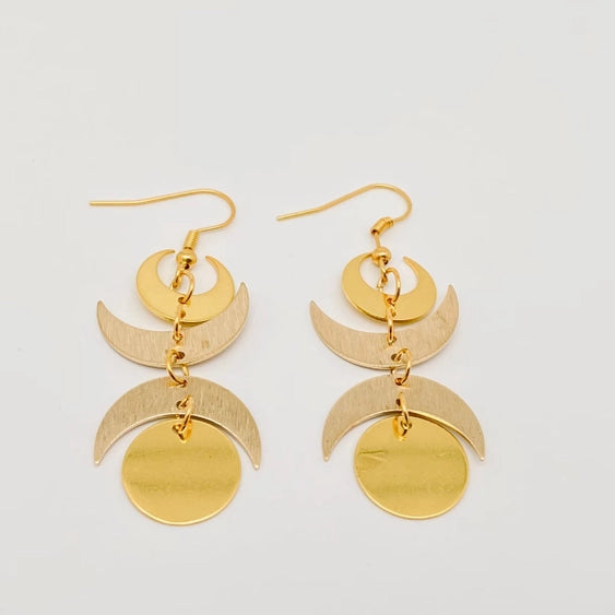Bohemian Style Triple Moon Ear Hook Earrings