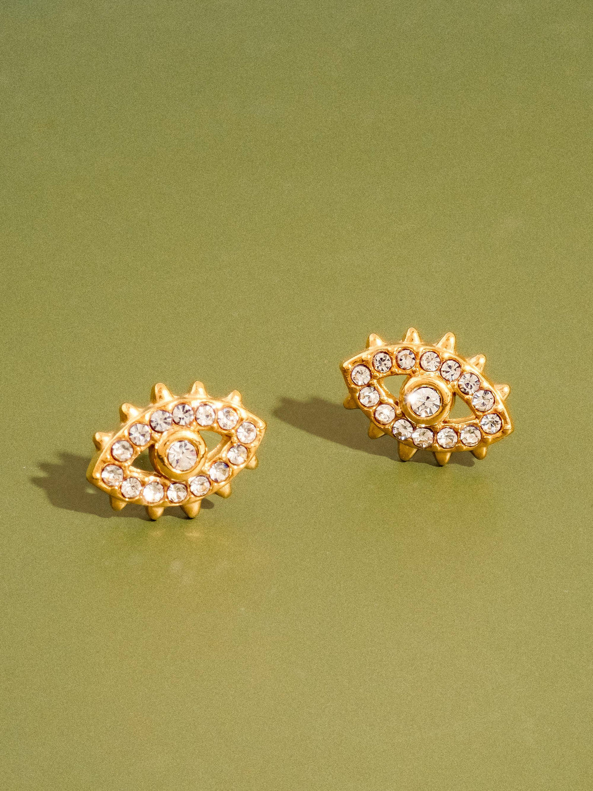 18K Gold Non-Tarnish CZ Stud Earrings