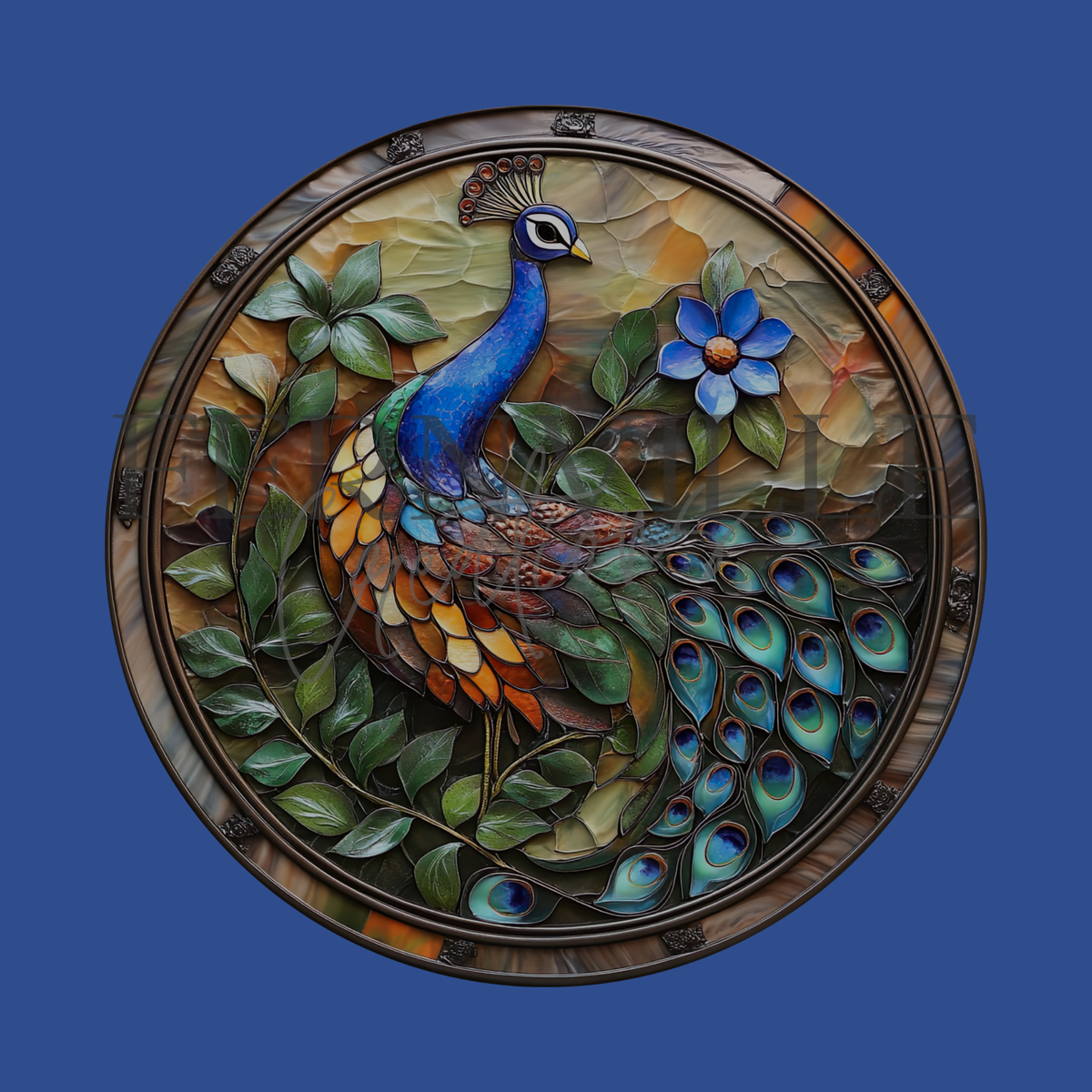 Tempered Glass Charcuterie Tray: Peacock Cutting Board