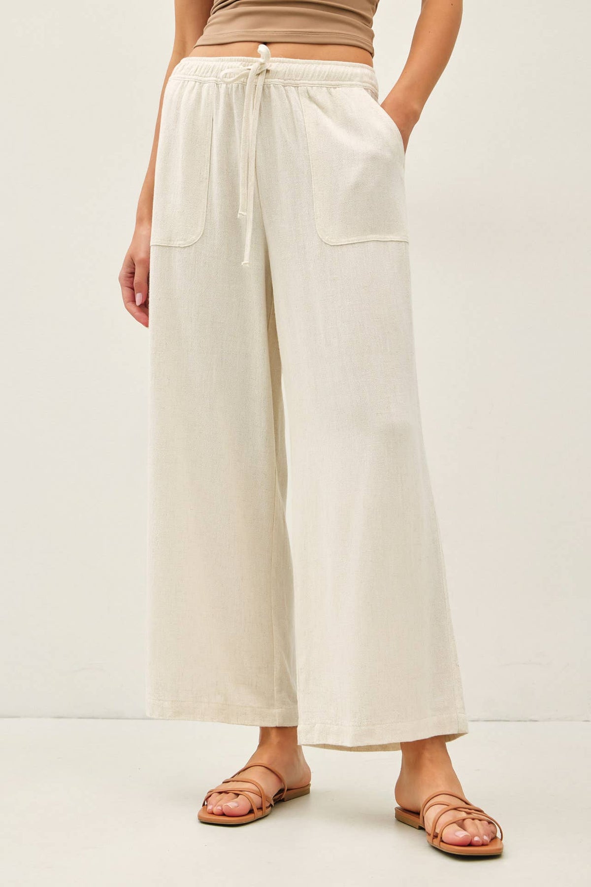 LINEN WIDE-LEG PANTS