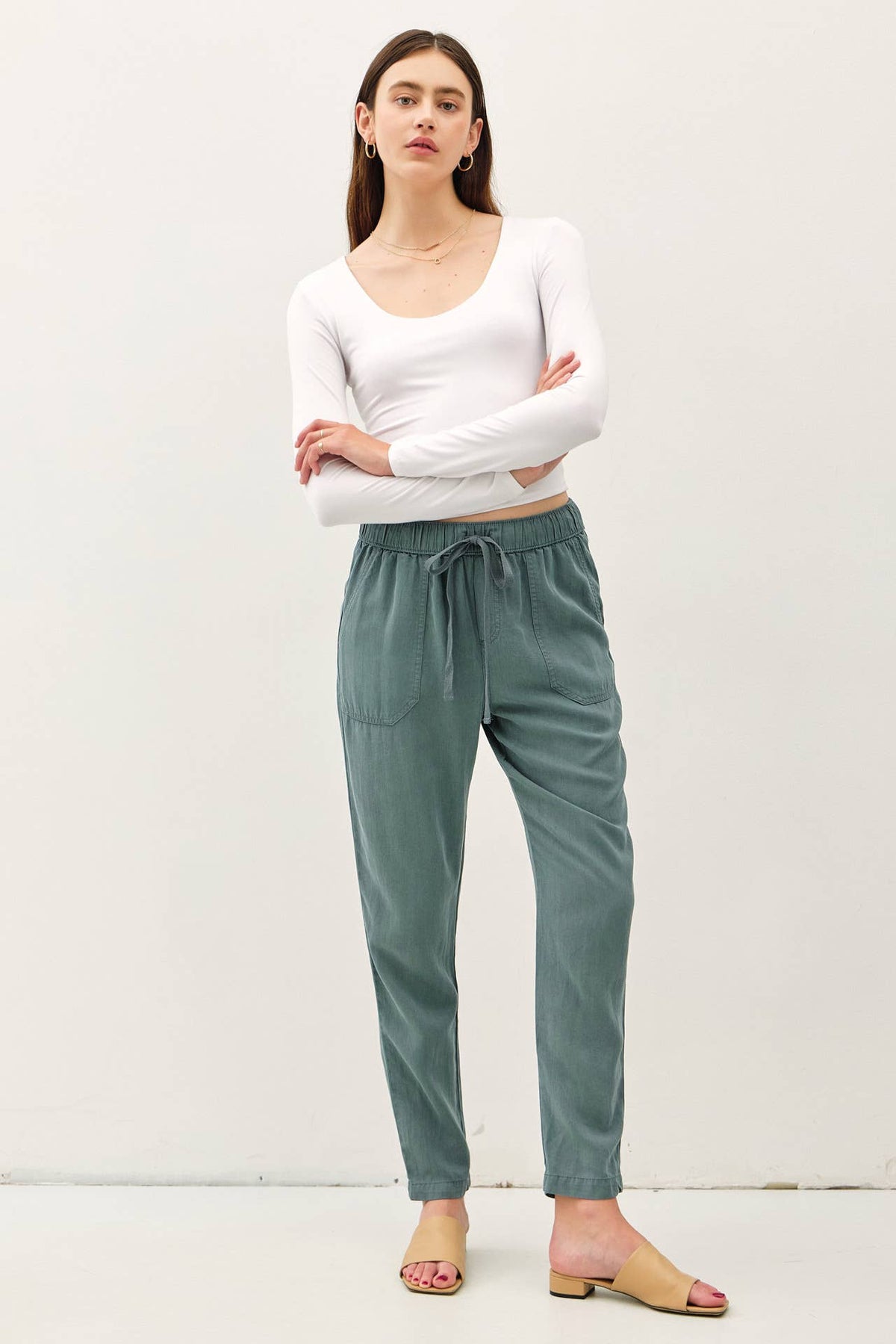 NEW COLOR -TENCEL TAPERED PANTS