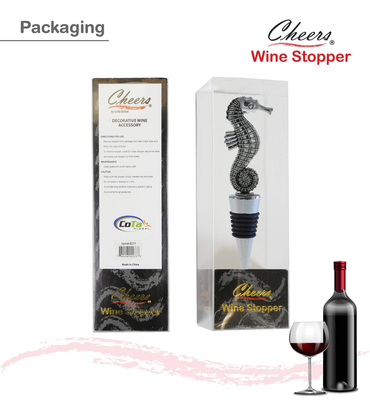 Wine Stopper - Metal Seahorse