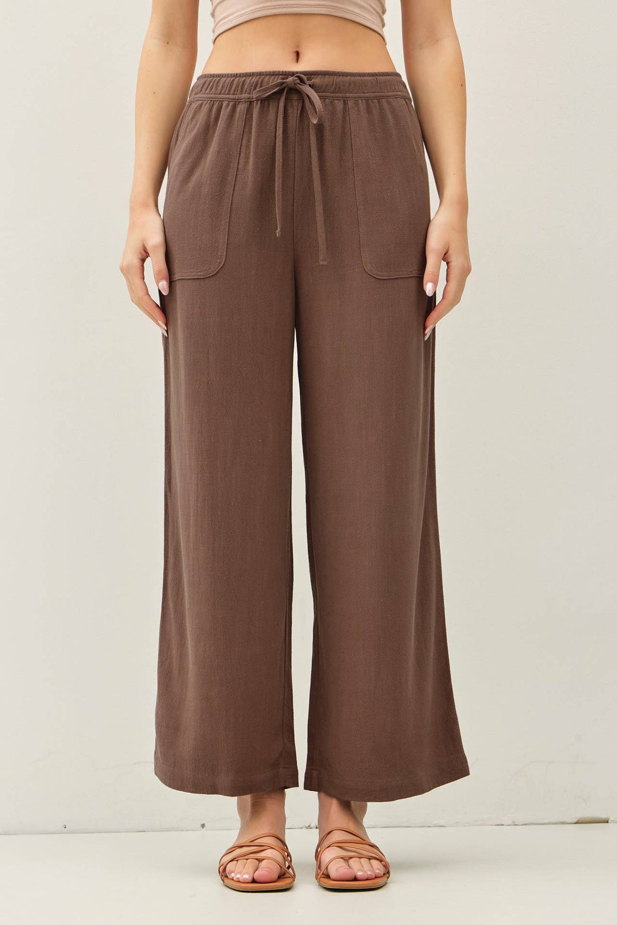 LINEN WIDE-LEG PANTS