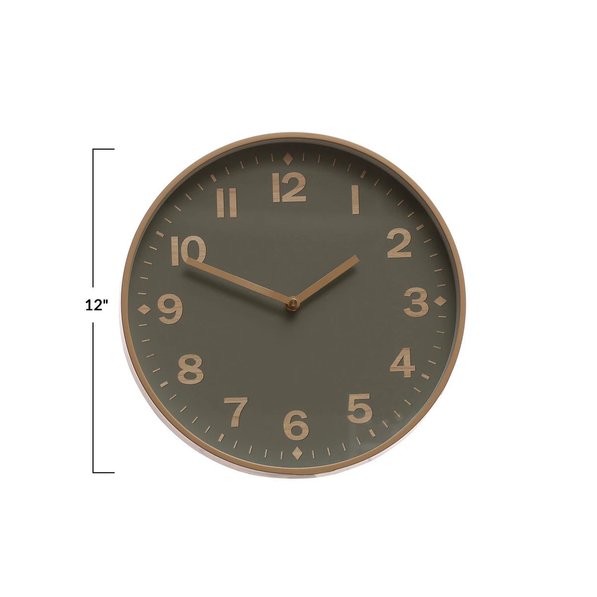 Green & Tan 12" Round Wall Clock
