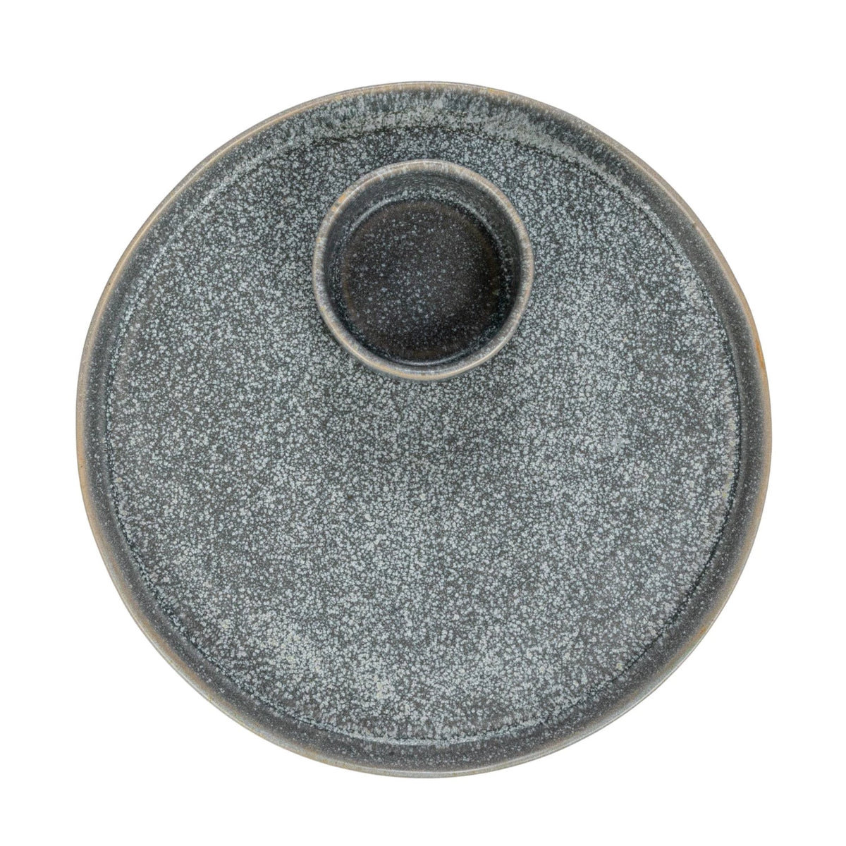 Matte Gray Speckled Stoneware Serving Plate & Dish