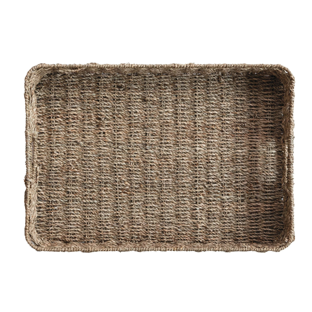 Hand-Woven Natural Seagrass Decorative Tray with Handles
