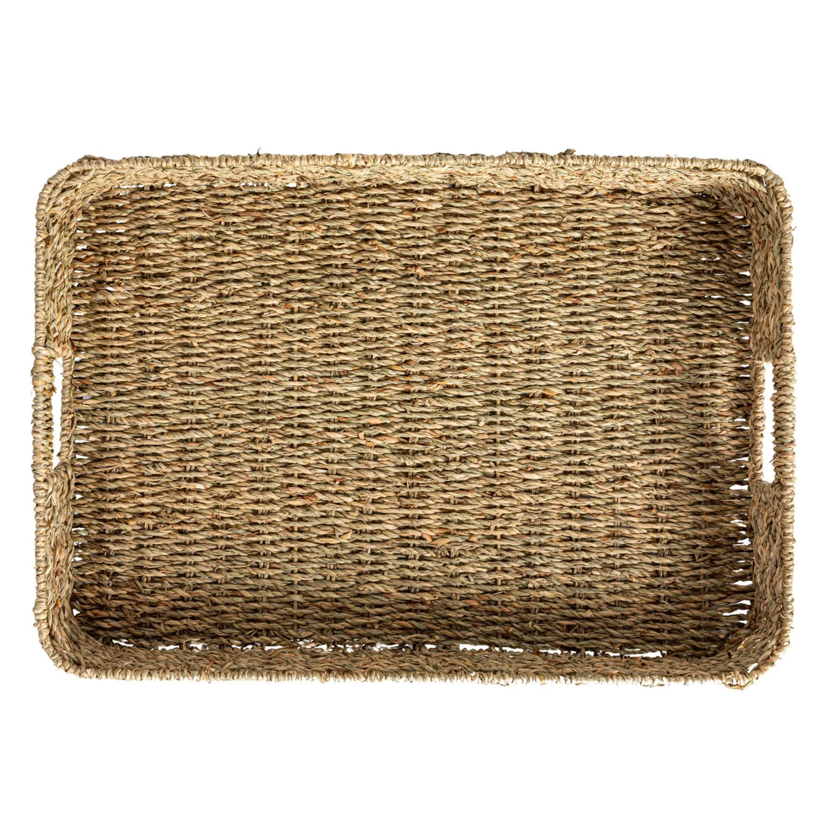 Hand-Woven Natural Seagrass Decorative Tray with Handles