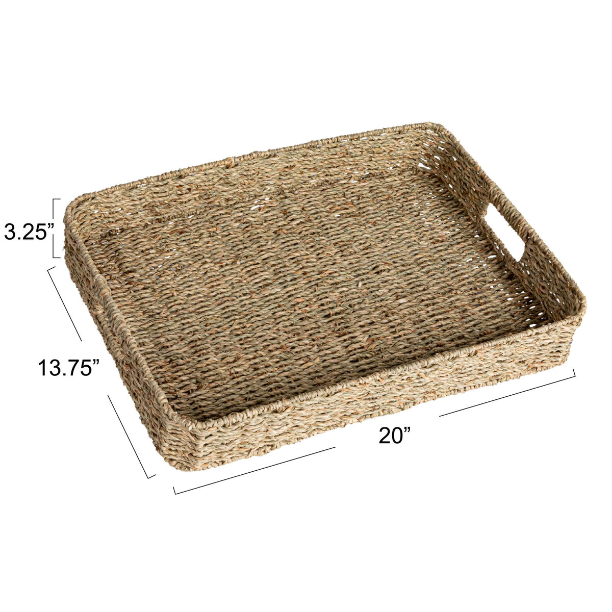 Hand-Woven Natural Seagrass Decorative Tray with Handles