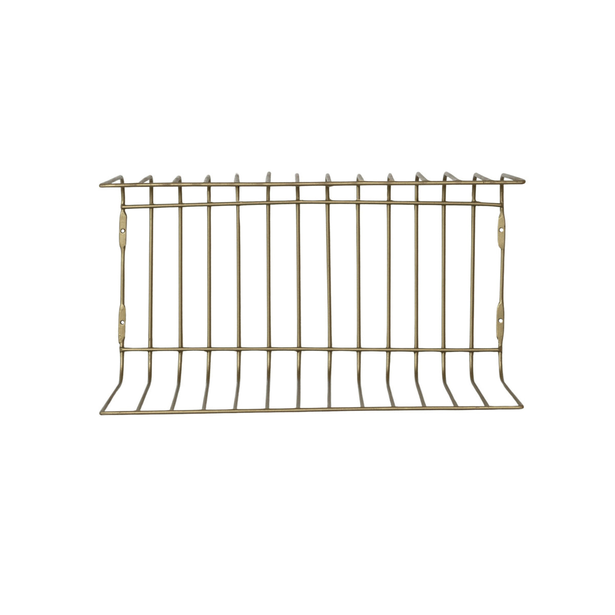 Metal Wire Wall Shelf, Antique Brass Finish