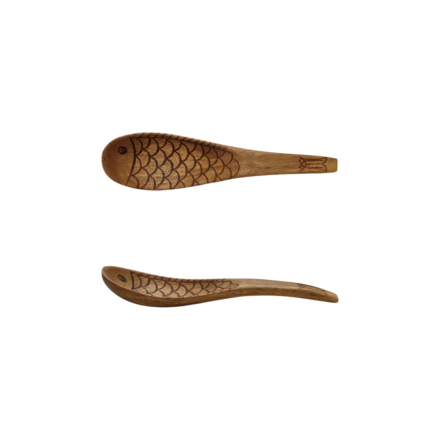 Carved Acacia Wood Fish Design Spoon