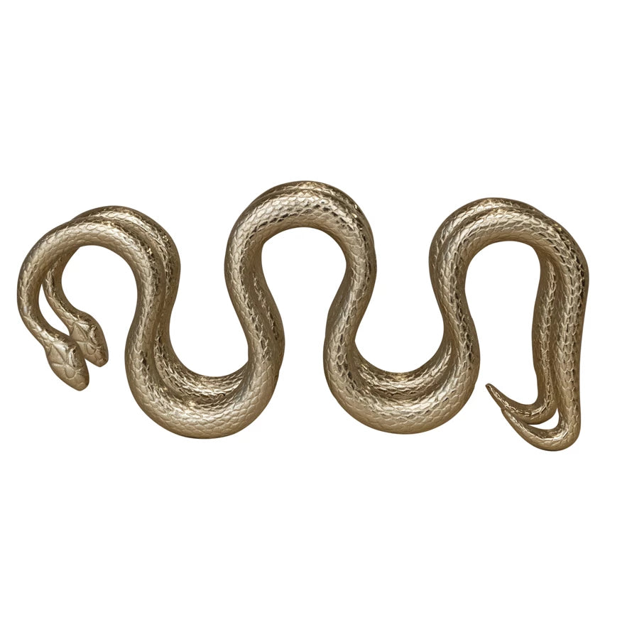 Cast Aluminum Snake Shaped Bottle Holder, Gold Finish (Holds 5 Bottles