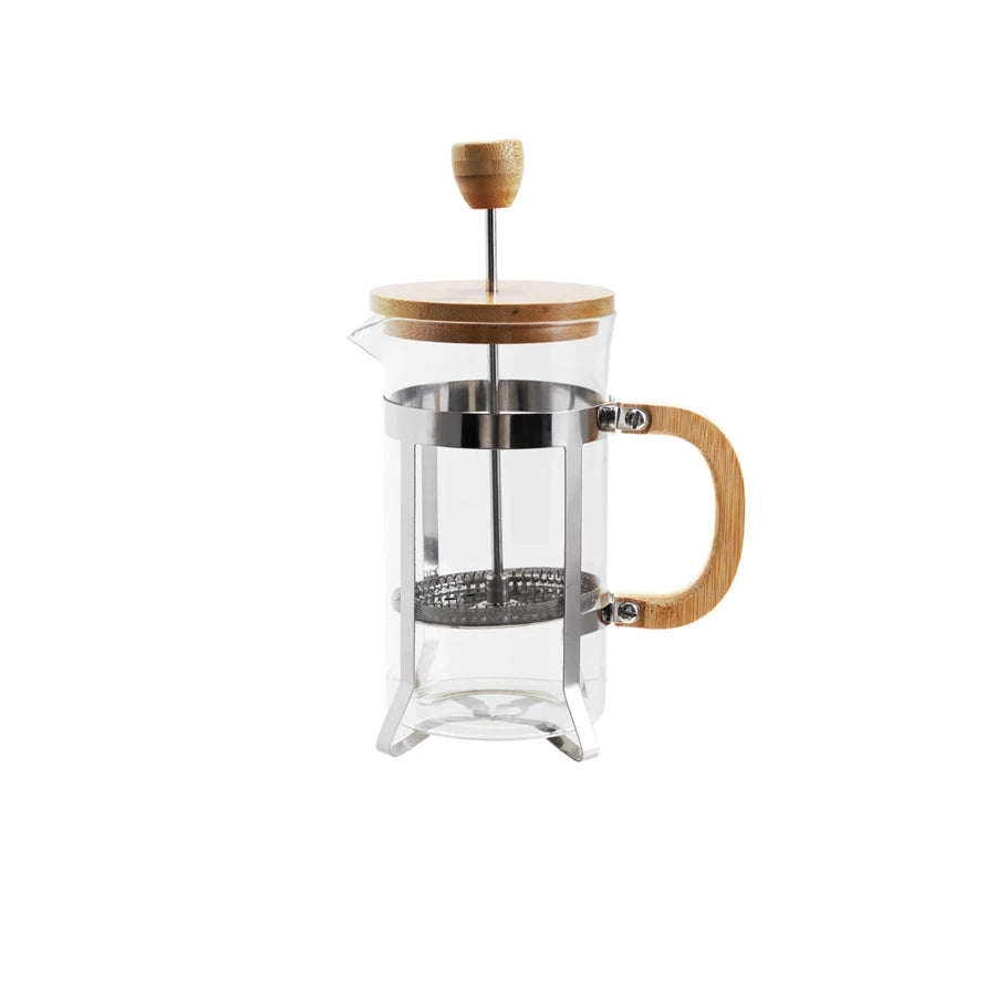 20 oz. Glass & Stainless Steel French Press w/ Bamboo Lid & Handle (Makes (4) 5 oz. Cups)