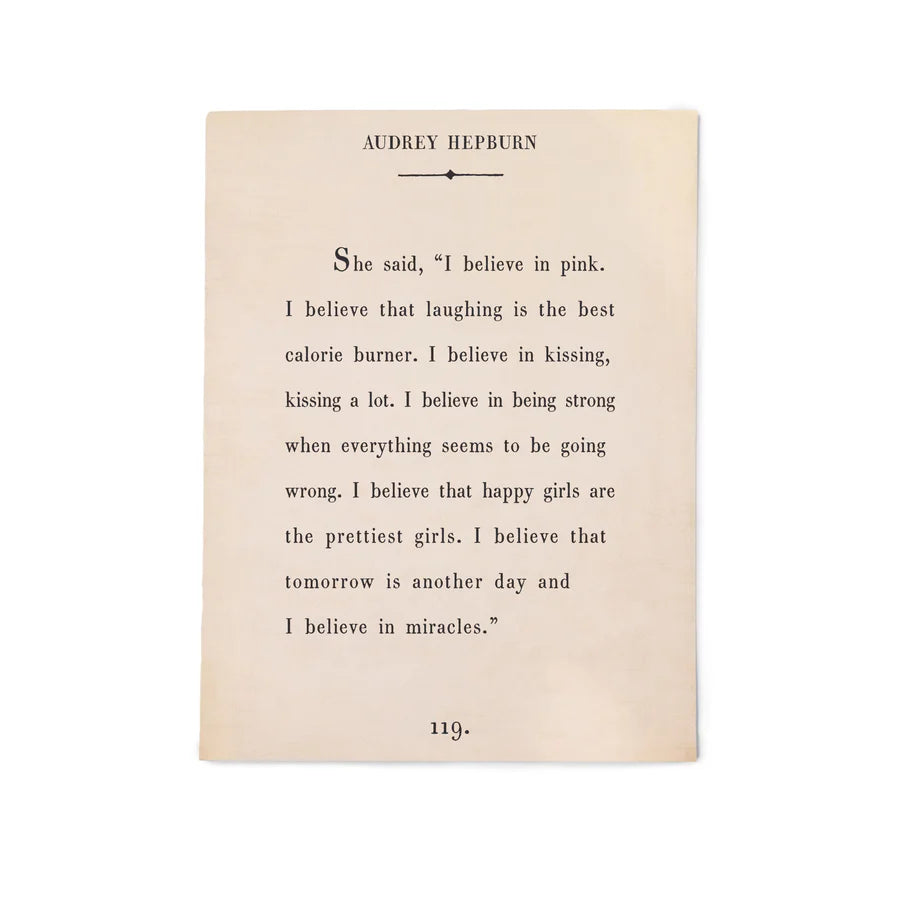 12"x16" Audrey Hepburn Book Collection Art Poster - Cream