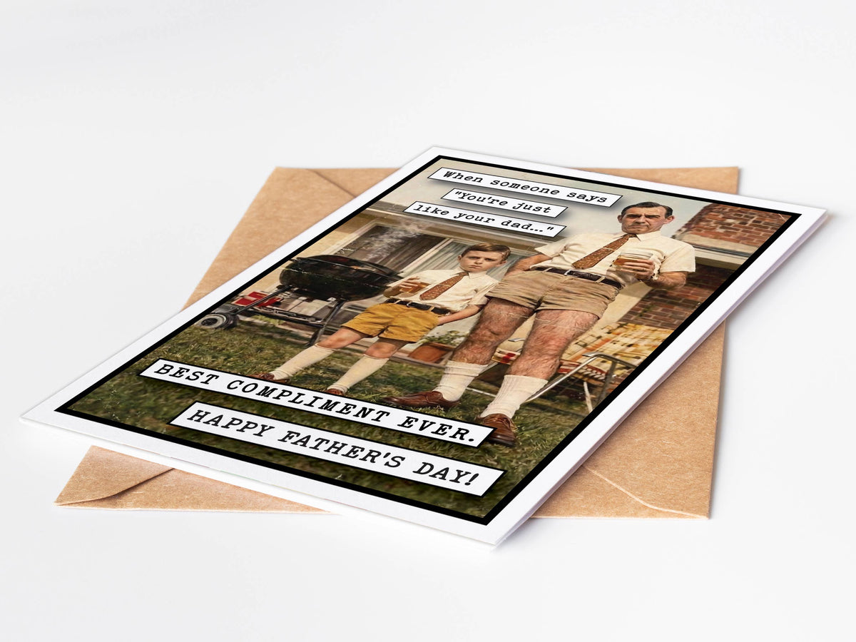 Fathers Day Card From Son, Men Gifts, Greeting Cards. When Someone says 'you're just like your dad."