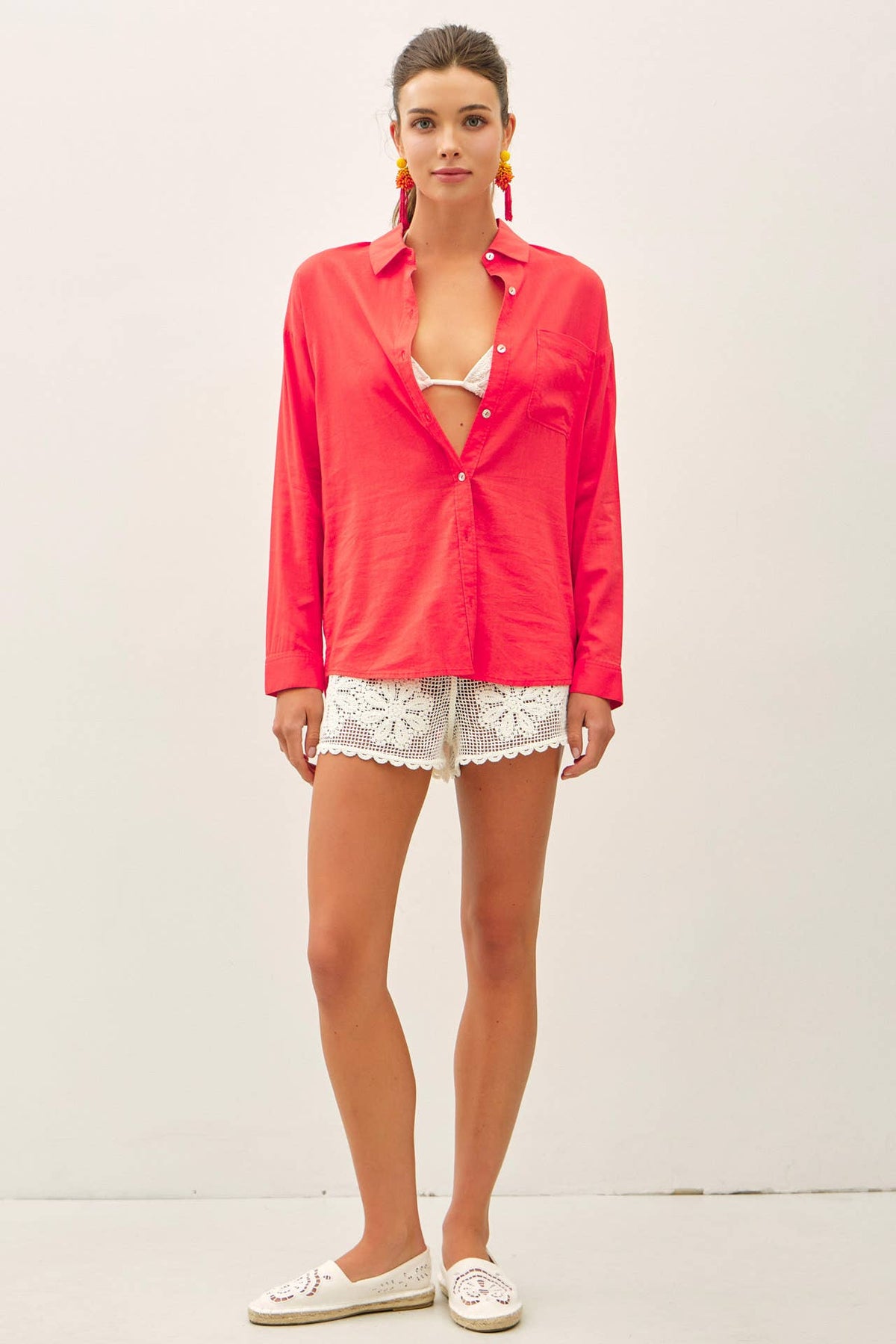 COTTON BLEND LIGHTWEIGHT OVERSIZED CLASSIC SHIRT
