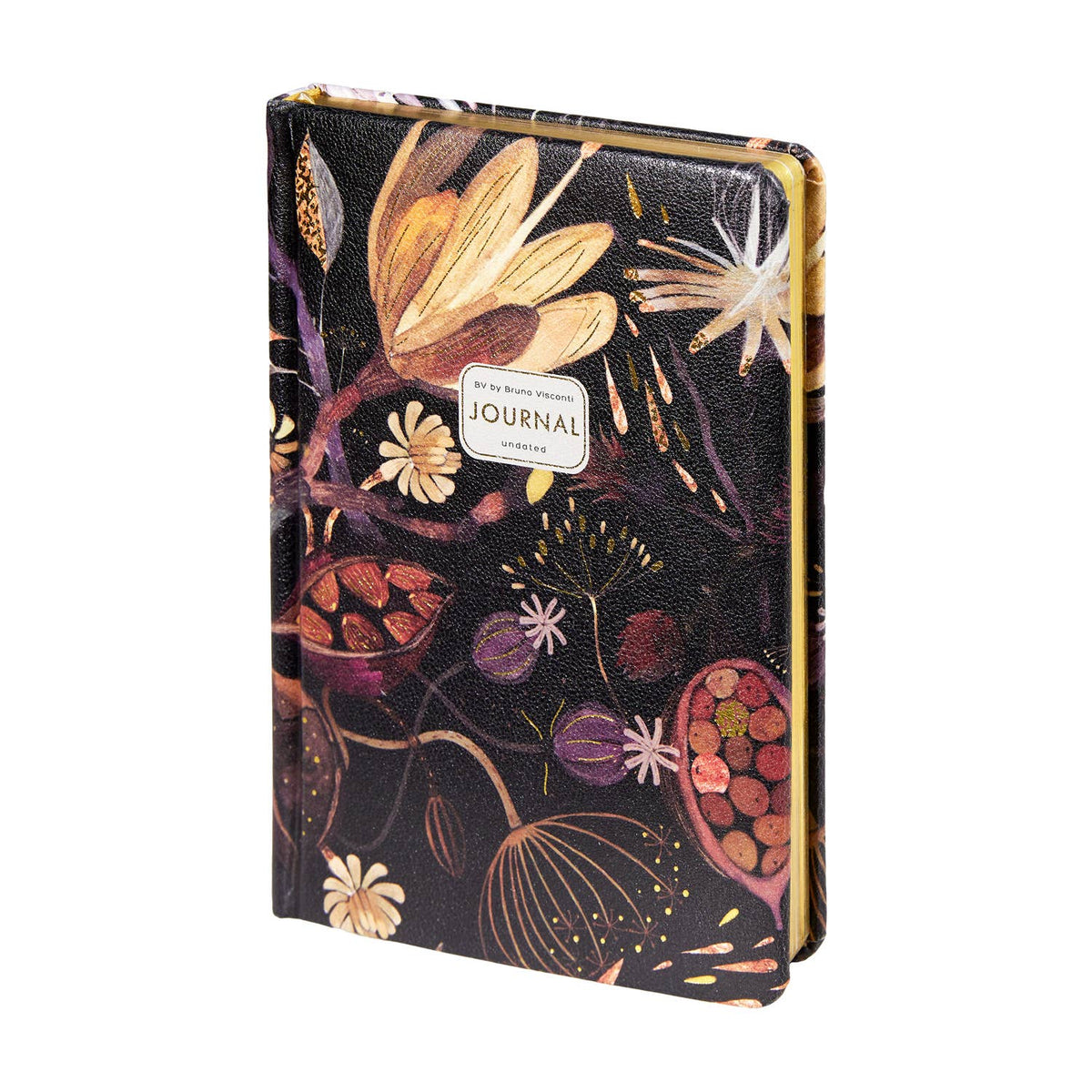 A5 Vegan Leather Hardcover Daily Planner -Night Flowers