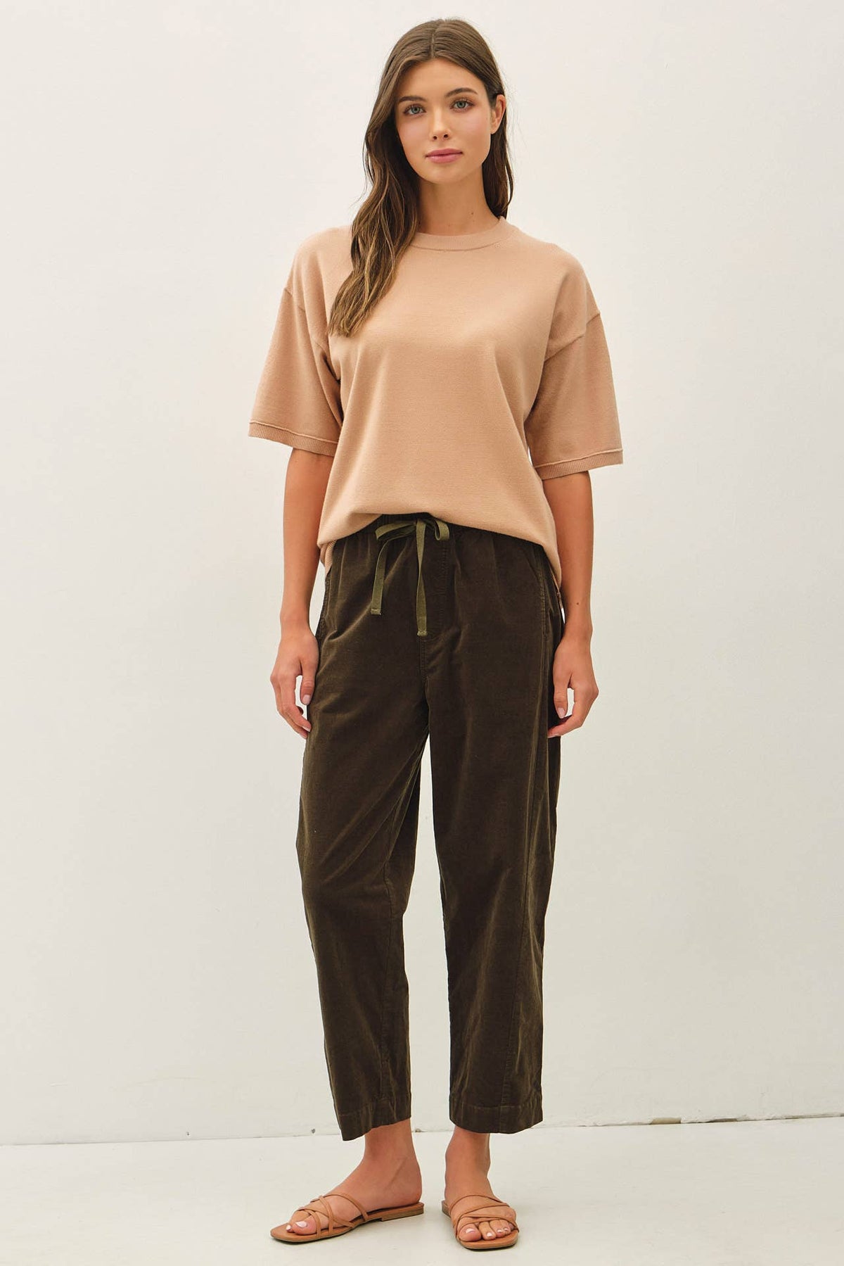 BOXY FIT HALF SLEEVE CREWNECK SWEATER