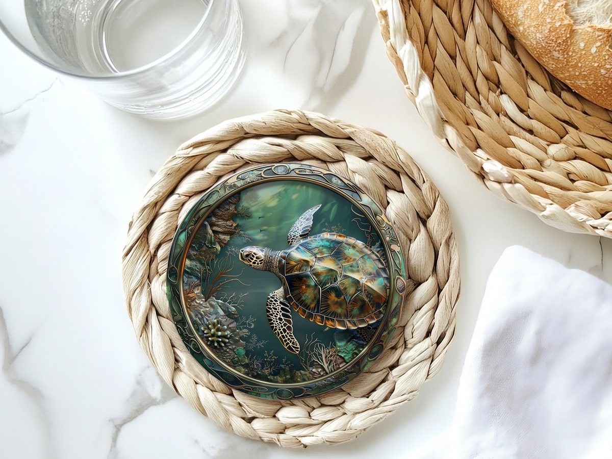 Turtle Coaster, Flat Surface Coaster, Nature-Inspired Home