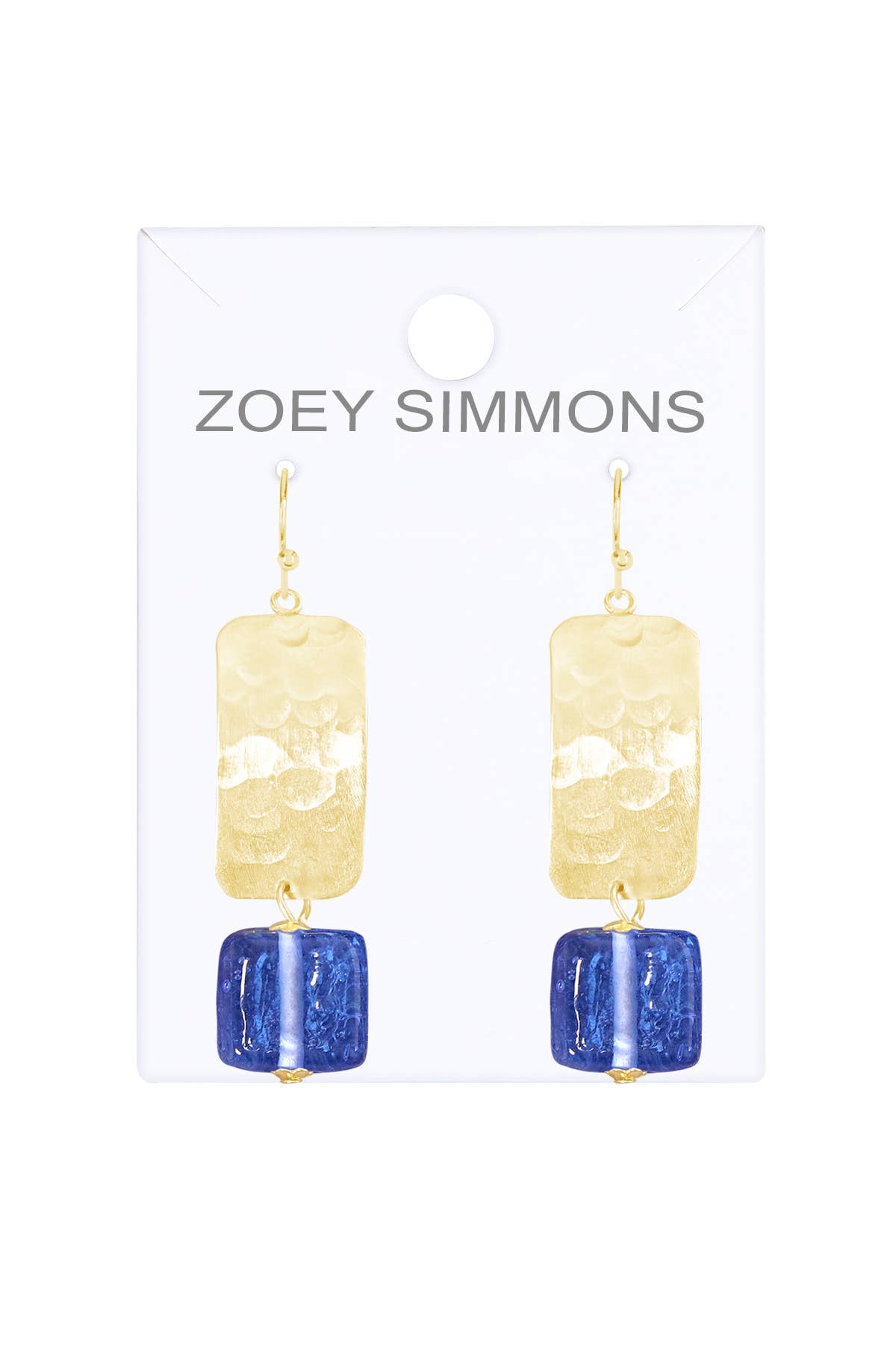 Tanzanite Murano Glass & Hammered Rectangle Earrings - GF