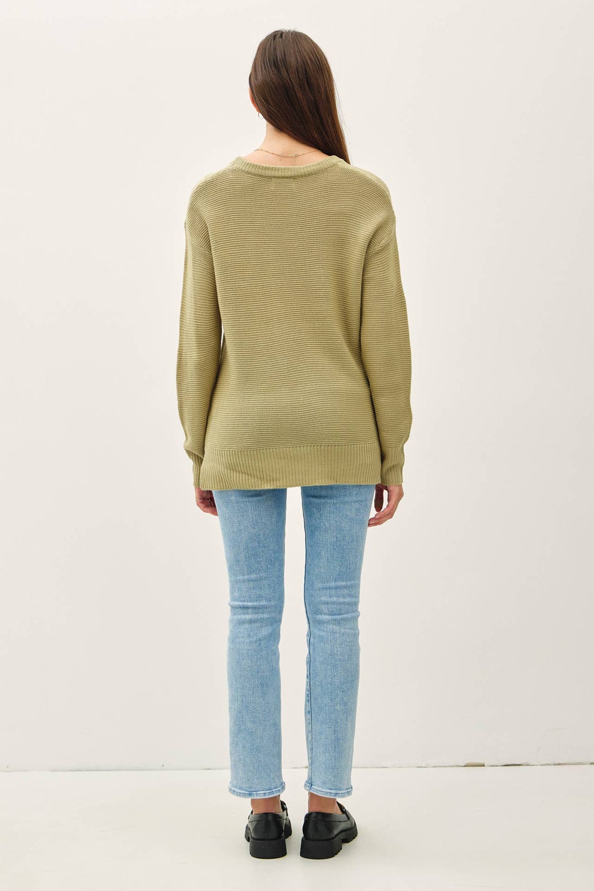 NEW COLOR-BASIC ROUND NECK BOYFRIEND FIT SWEATER