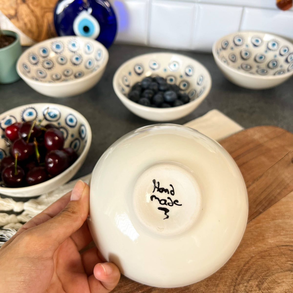 Medium Evil Eye Bowl, Boho Home Decor, Decorative Bowl