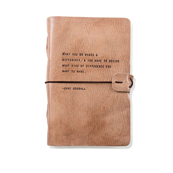 Jane Goodall Artisan Leather Journal in Blush - 5.75 x 8.75