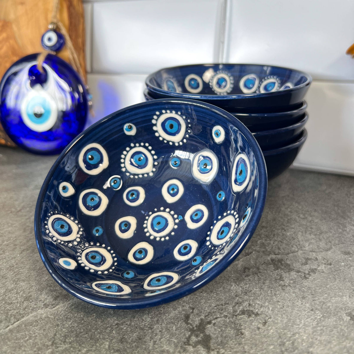 Medium Evil Eye Bowl, Handmade Ceramic Bowl, Boho Decor