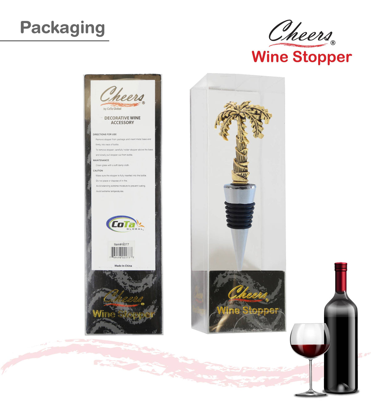 Wine Stopper - Gold Metal Palm Tree