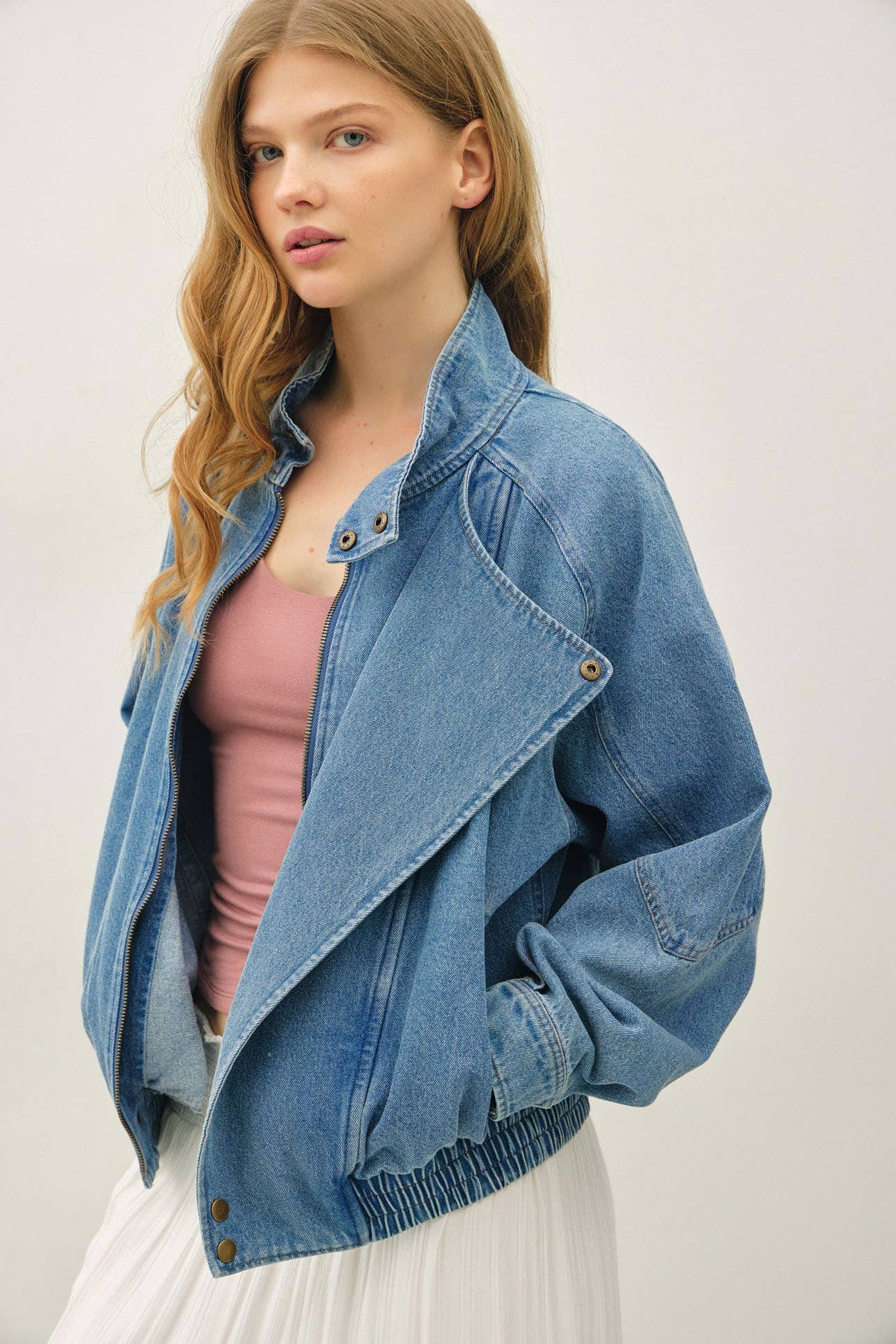 OVERSIZED BOMBER DENIM JACKET