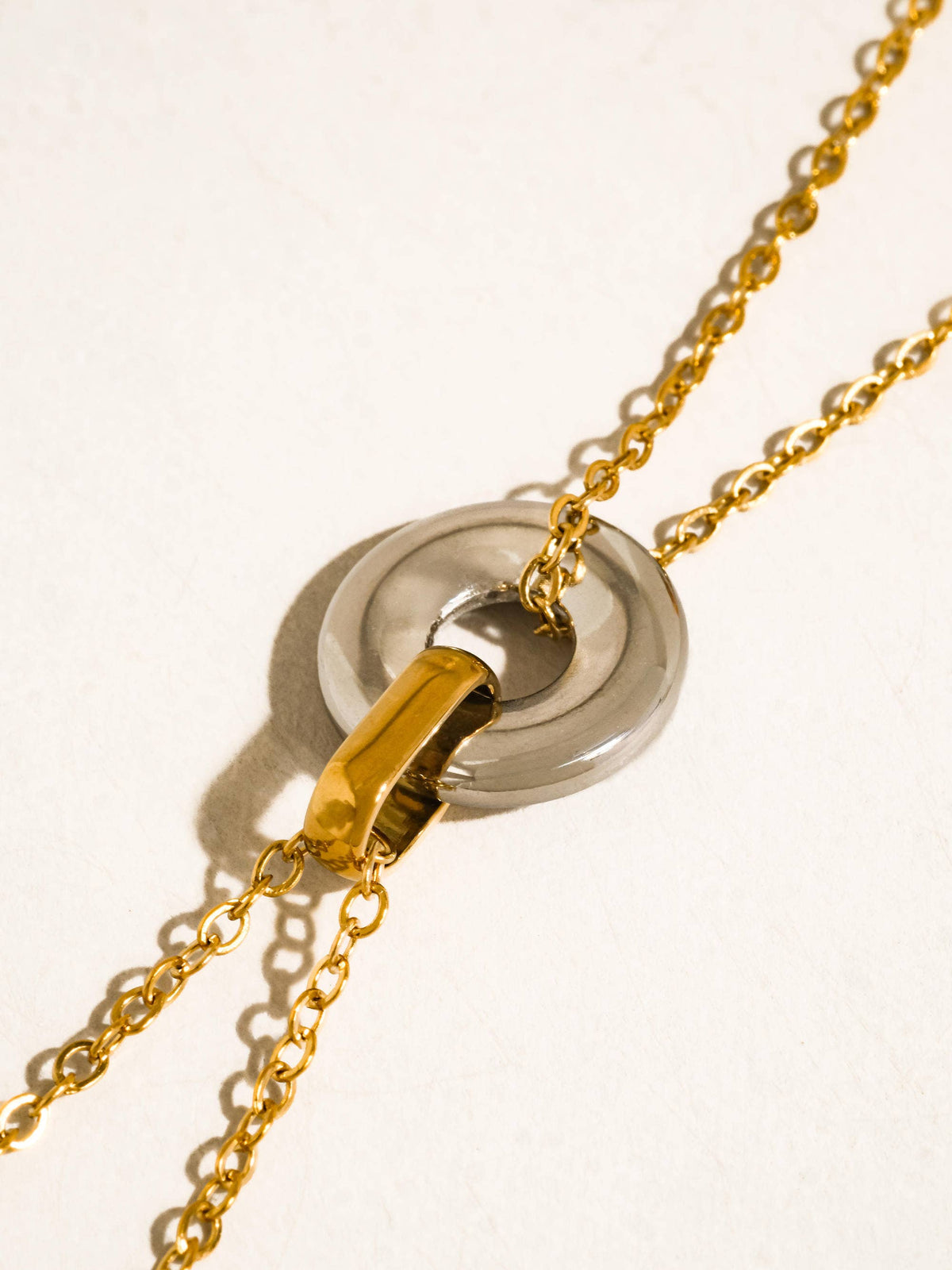 Brixton 18K Gold Non-Tarnish Two Tone Circle Necklace