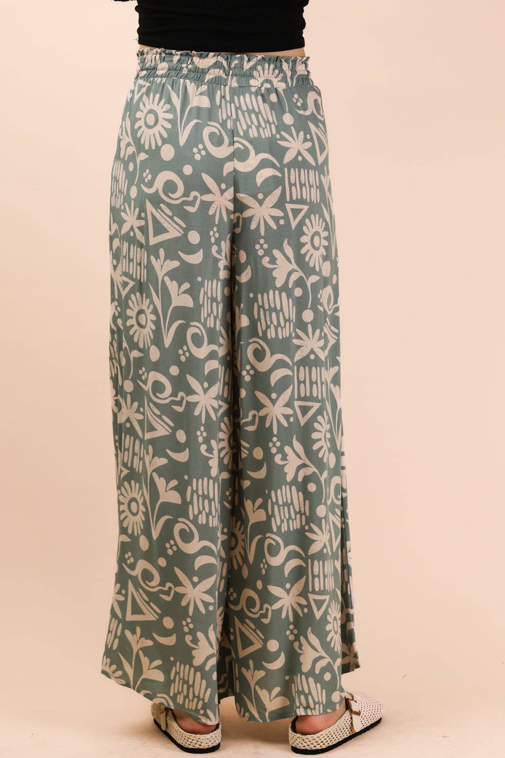NP70715 - Printed Wide Leg Long Pants