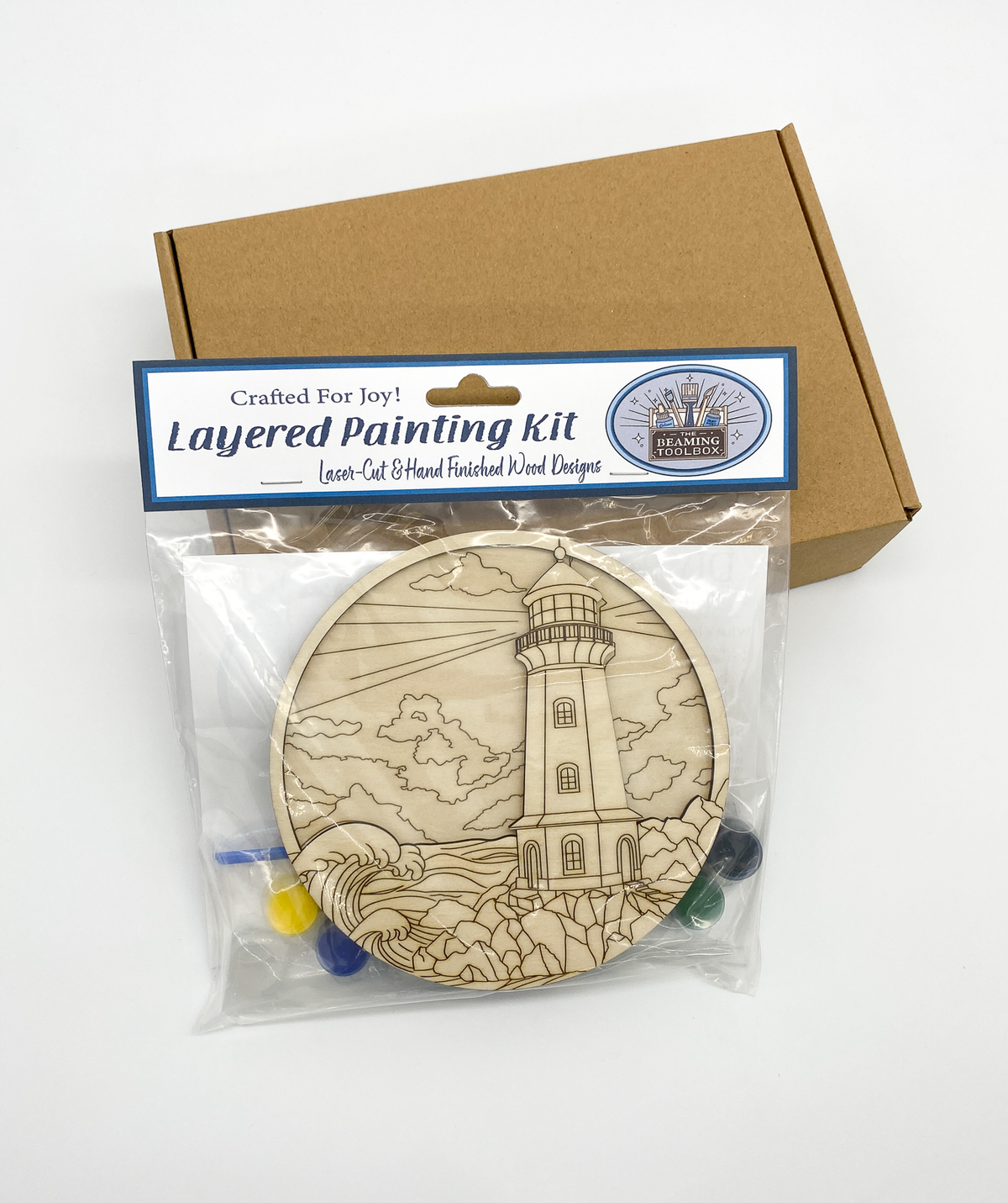 Lighthouse Coastal DIY Paint Kit – Layered Wood Ocean Art