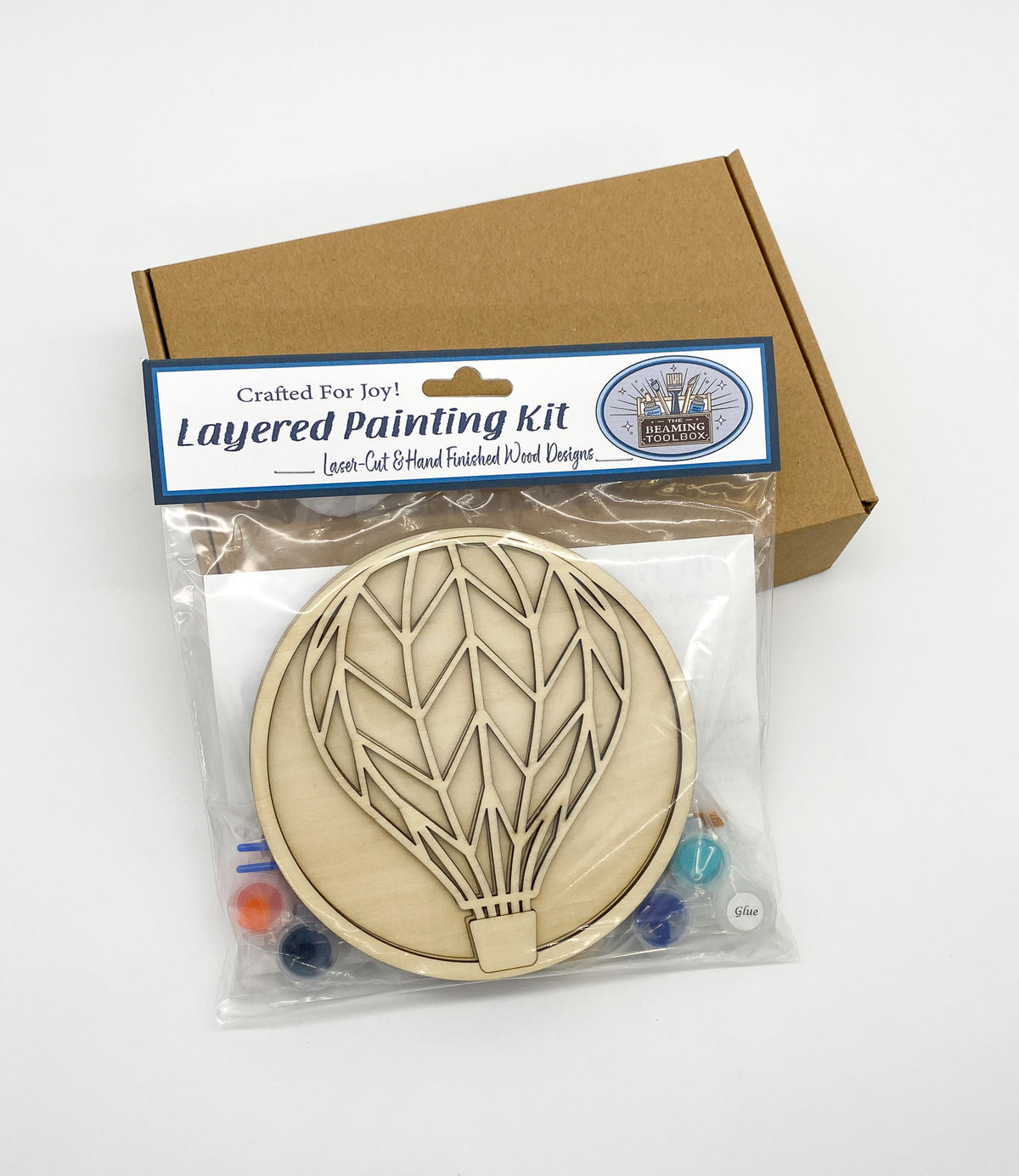 Hot Air Balloon 3D Layered Art | DIY Wood Craft Kit for Adults | Whimsical Traveler Gift