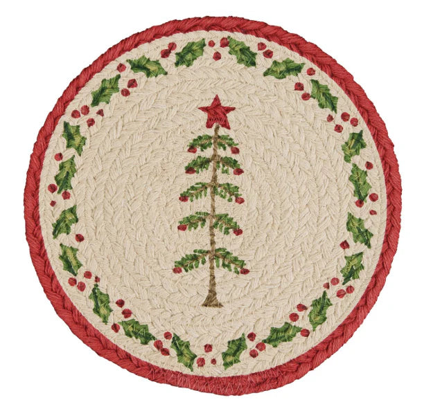 Feather Tree Printed Braided Trivet 8" Dia