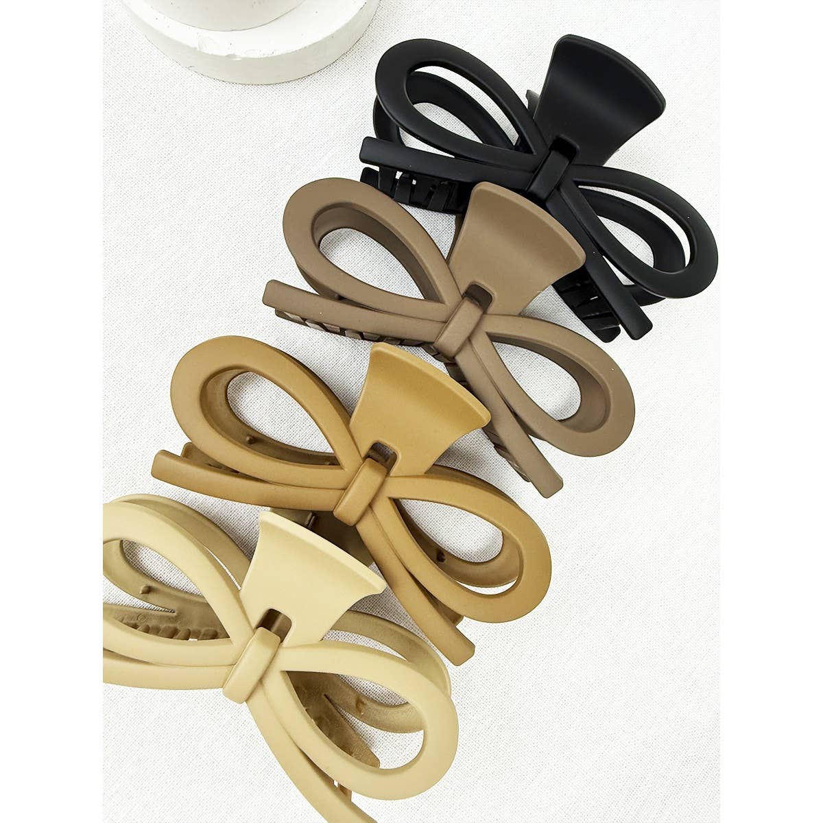Matte Jumbo Knotted Bow in Neutral Color Hair Claw