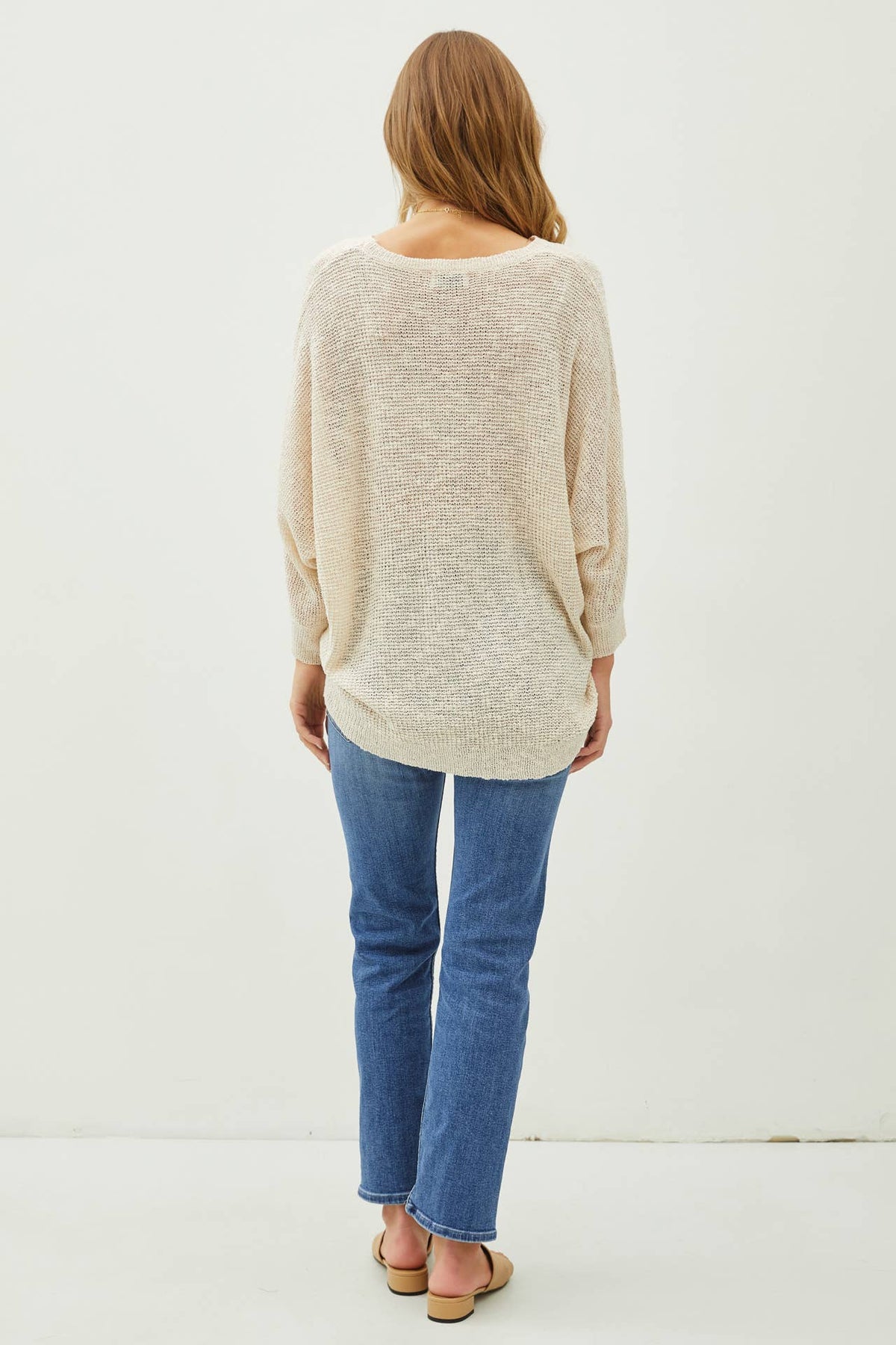 NEW COLOR-FRONT POCKET DOLMAN LONG SLEEVE KNIT SWEATER
