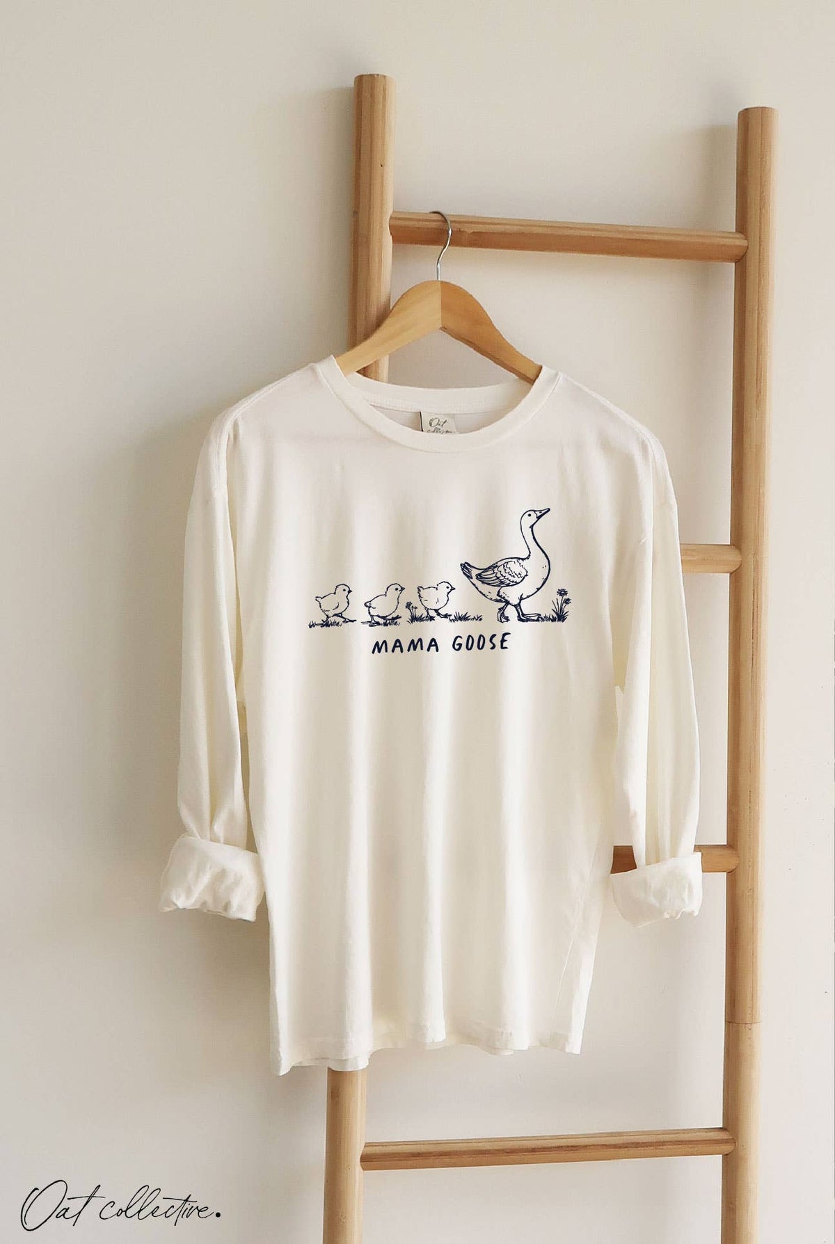 MAMA GOOSE Mineral Washed  Graphic Tee Long Sleeve.