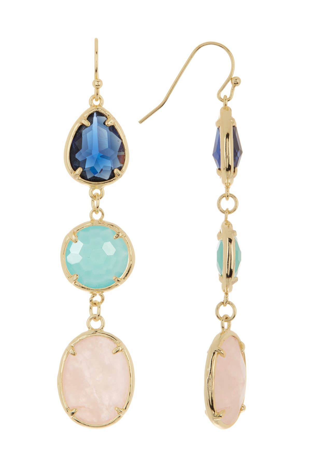 Rose Quartz & Mixed Crystal Drop Earrings - GF