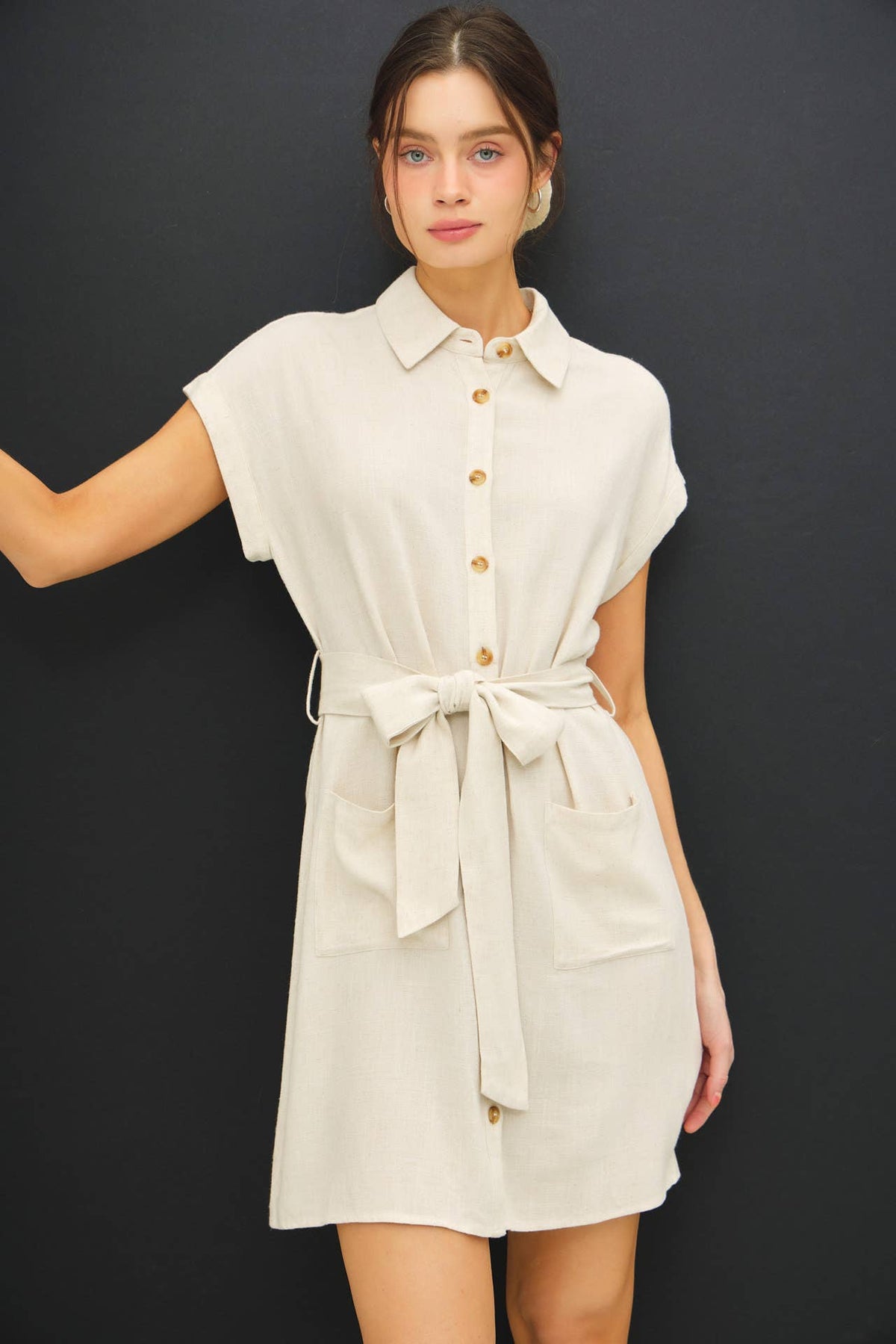 BUTTON UP SHORT SLEEVE DRESS