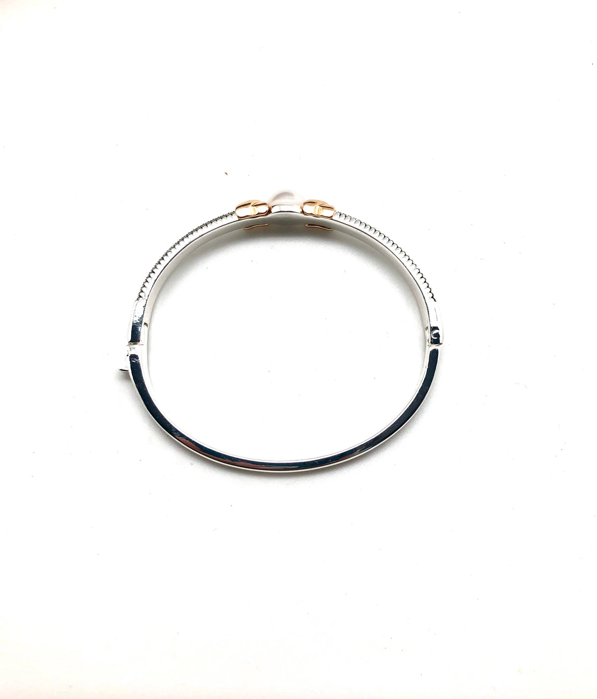 Bracelet Glass Pearl High Quality PlatedTwo Tone Safety Hook