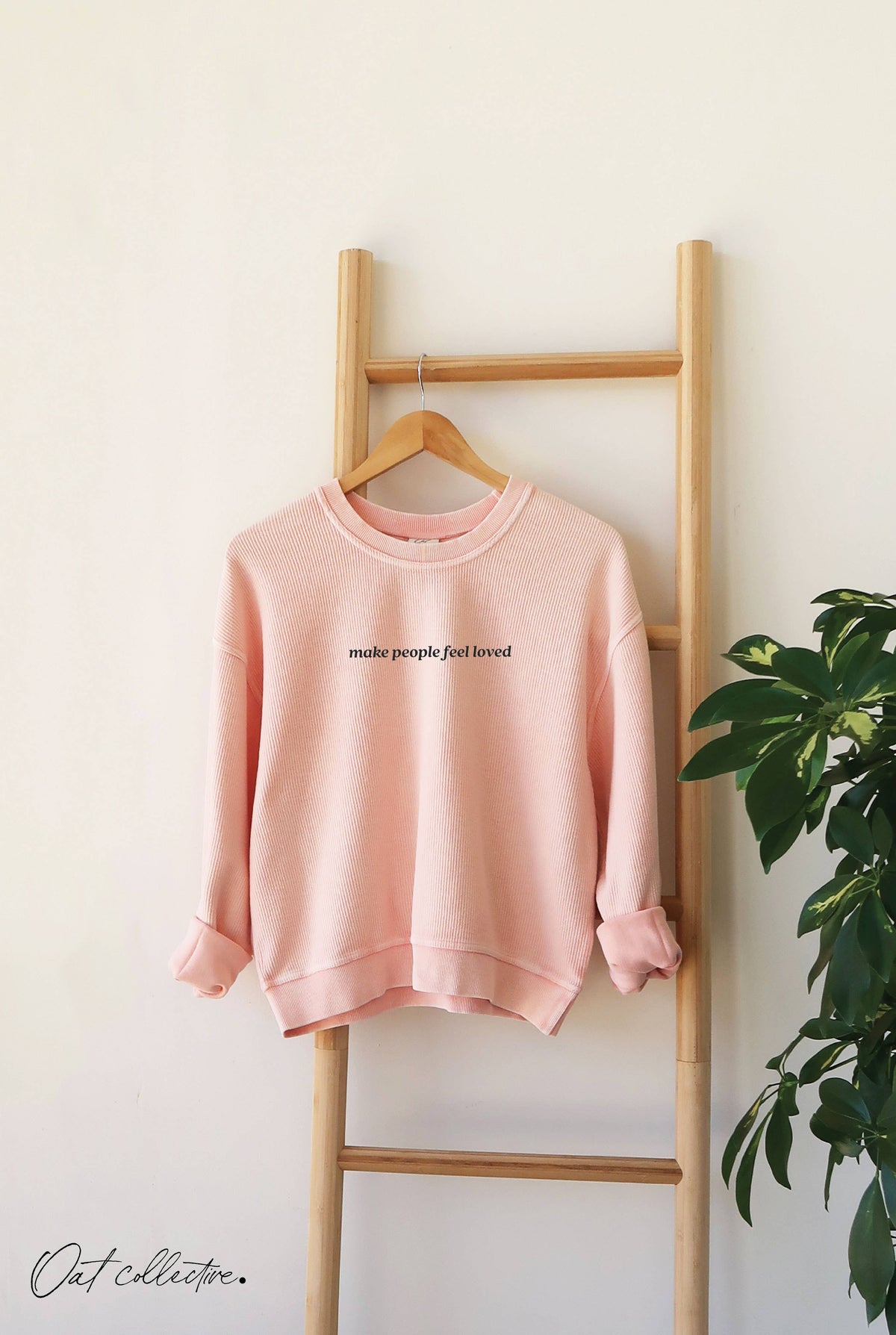 MAKE PEOPLE FEEL LOVED Cropped Thermal Vintage Pullover