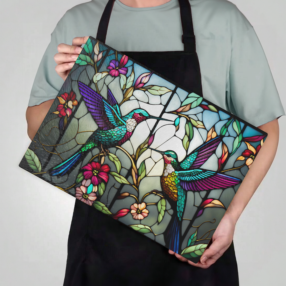 Tempered Glass Cutting Board: Hummingbird Charcuterie Tray