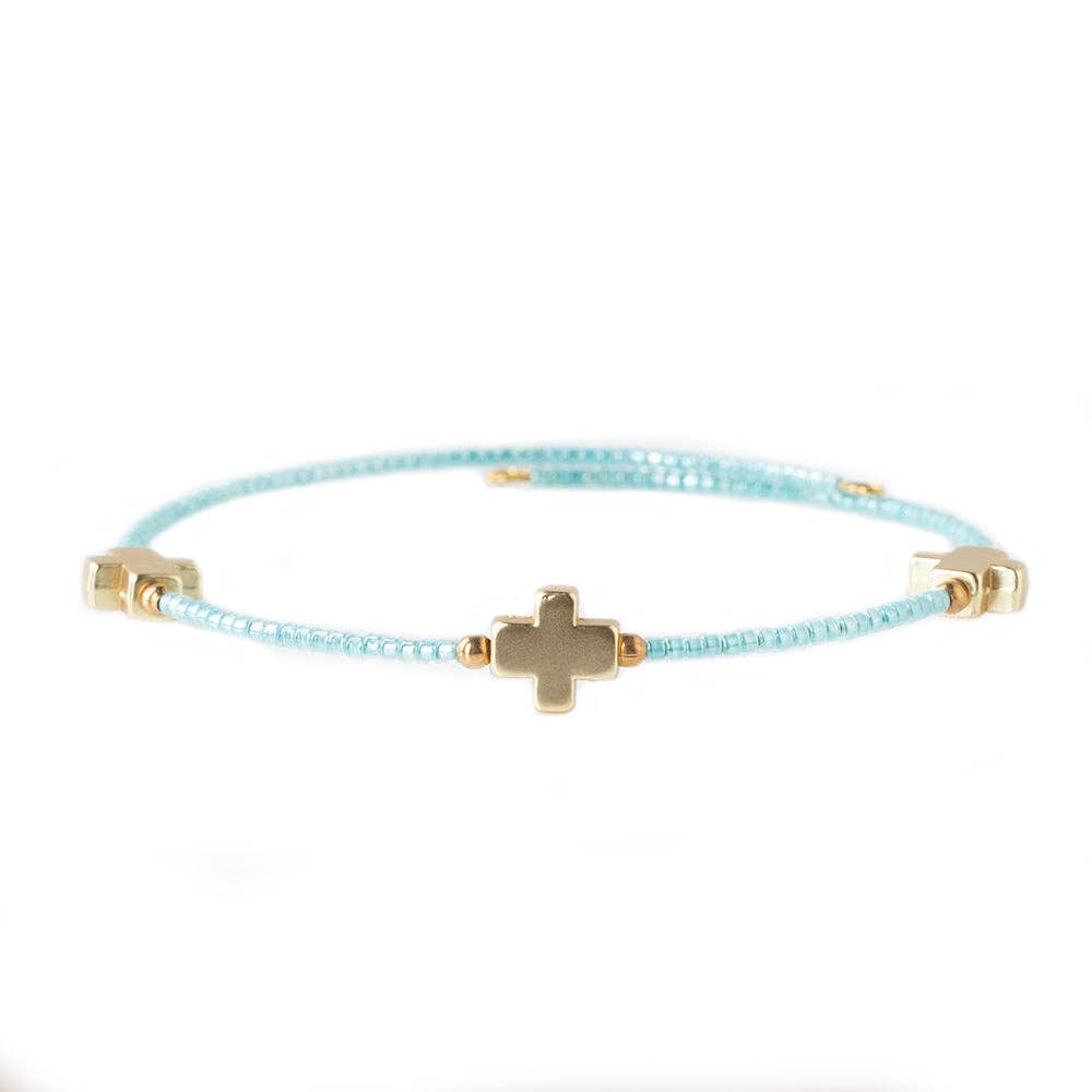 Faithful Cross Bangle-Turquoise | Christian