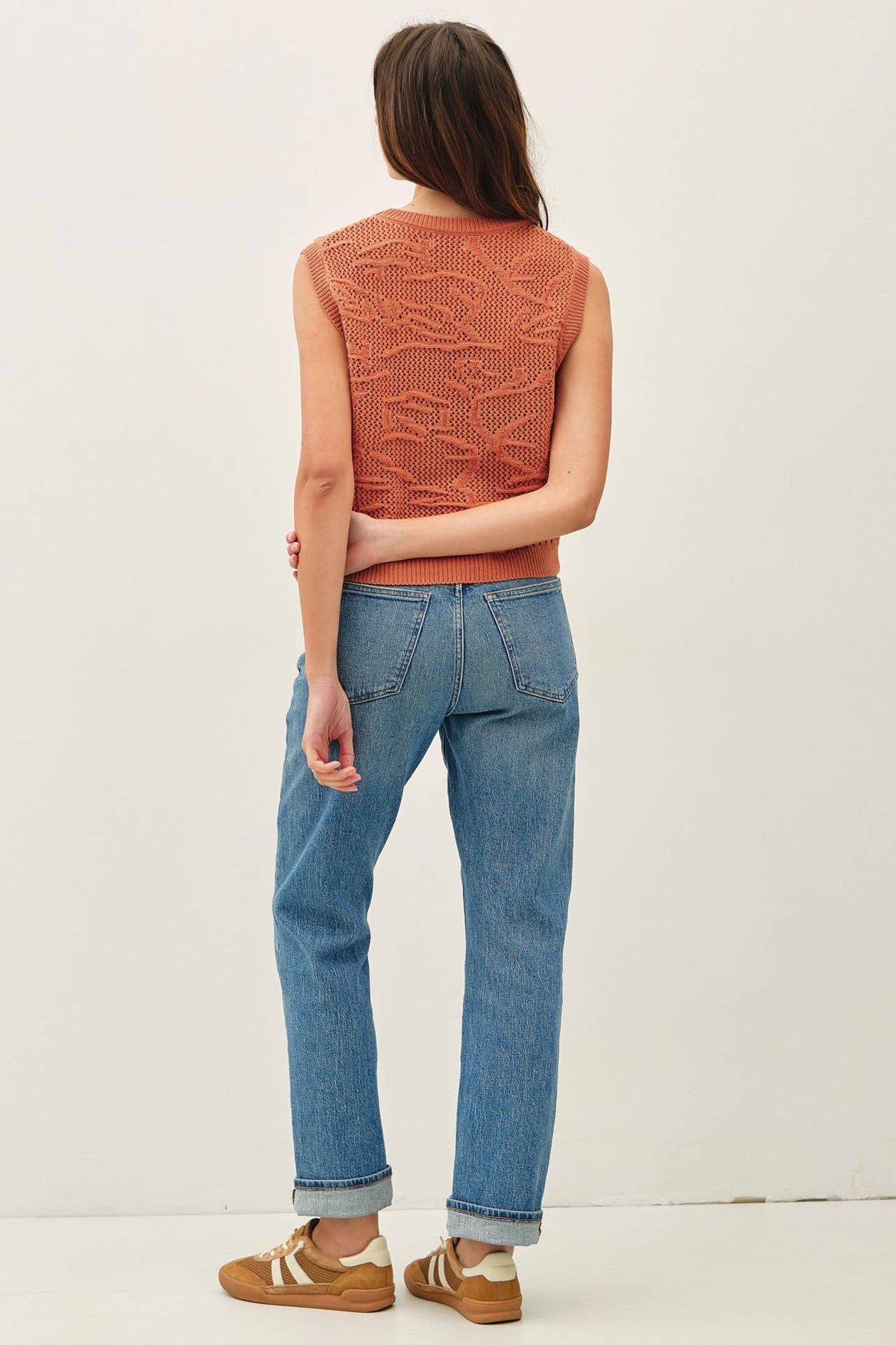 FLORAL PATTERN CROCHET SWEATER TOP