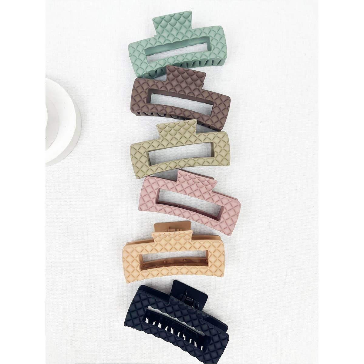 Matte Embossed Cut Out Rectangle Hair Clips