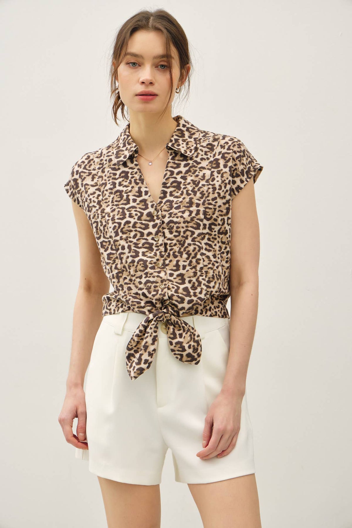 LEOPARD CAP SLEEVE TOP
