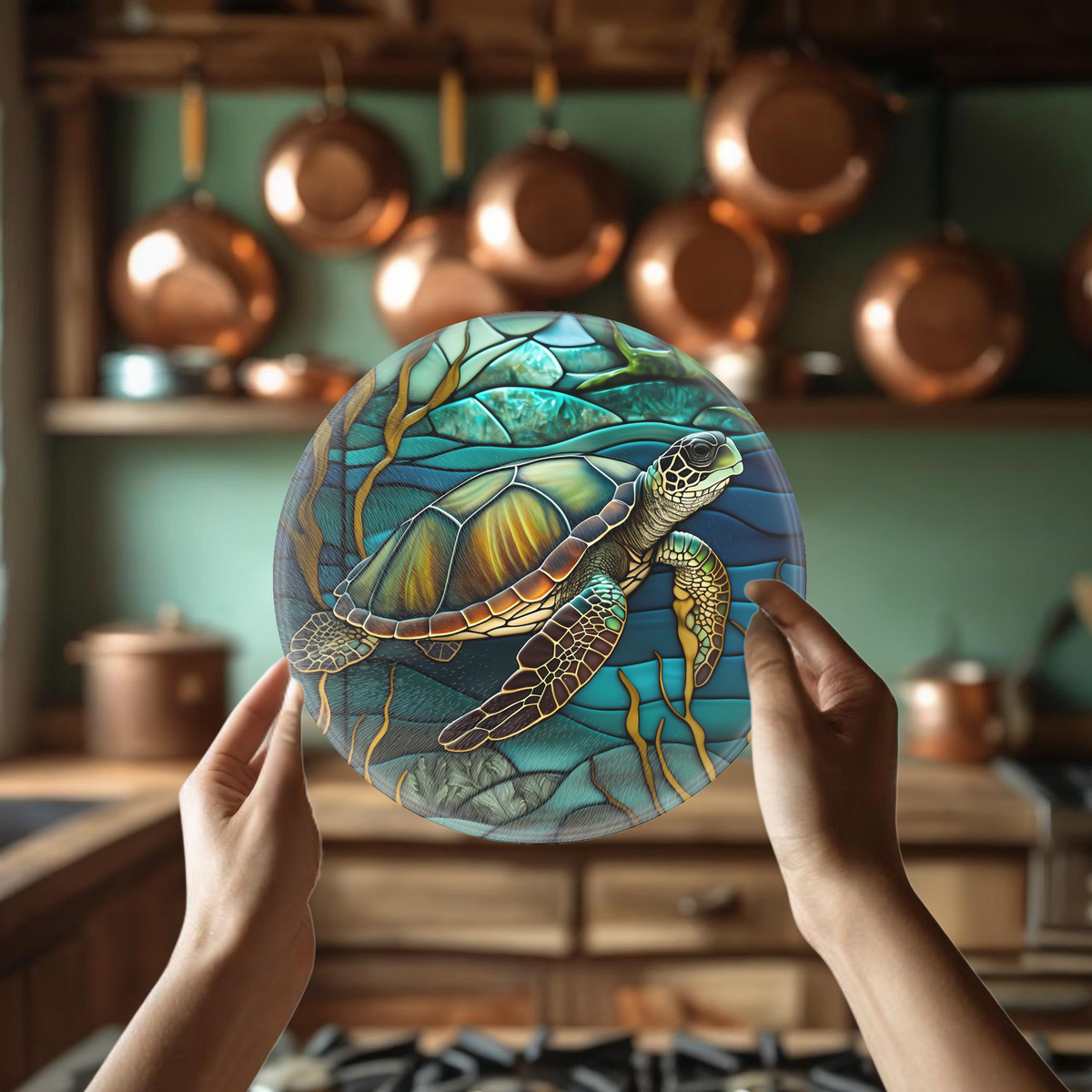 Tempered Glass Cutting & Serving Board: Turtle Design